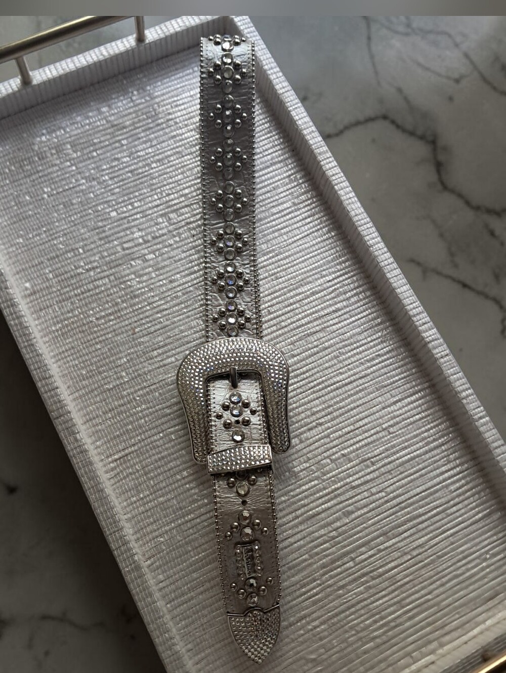 b.b. Simon Swarovski Crystal Encrusted Leather Belt Beautiful Preloved Condition